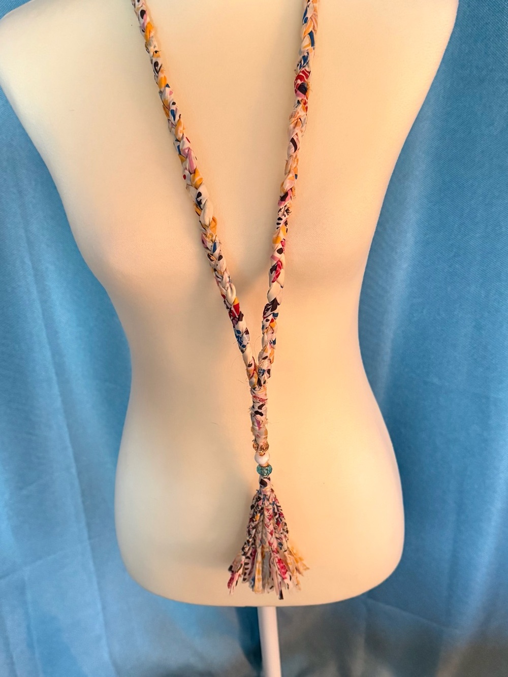Johnny Was Multicolor Braided Tassel Necklace